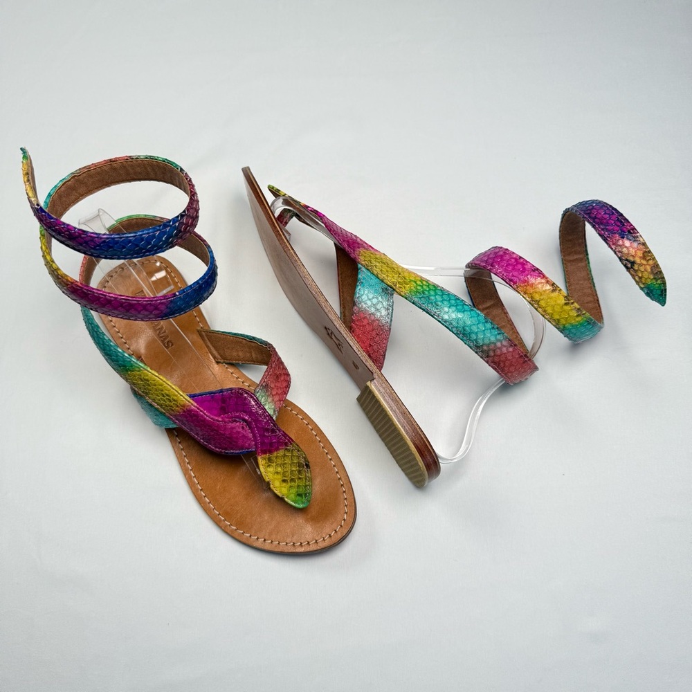 Kampanas Colorful Snakeskin Leather Gladiator Sandal